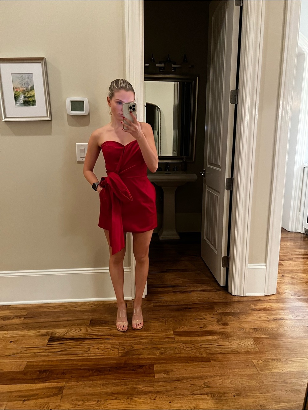 French Connection Strapless Red Mini Dress with Side Knot